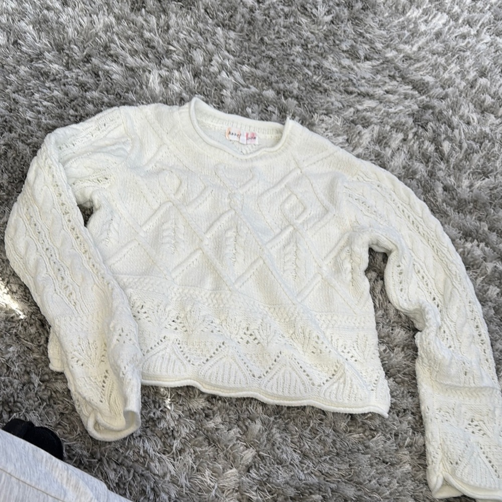 White Cable Knit Sweater